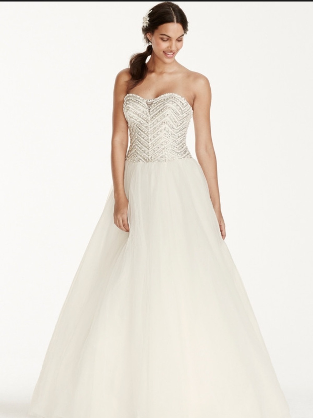 Jewel by David's Bridal Style # WG3754 White Pearl and Diamond Bodice